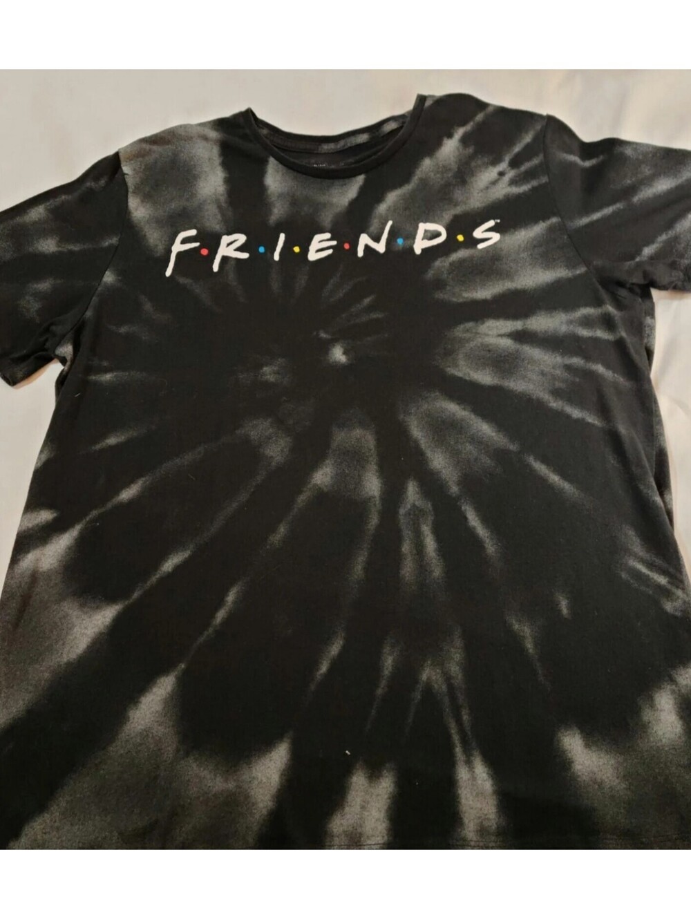 Friends Tie Dye Shirt Mens Sz Large Black Classic Logo TV Show Retro Casual Tee